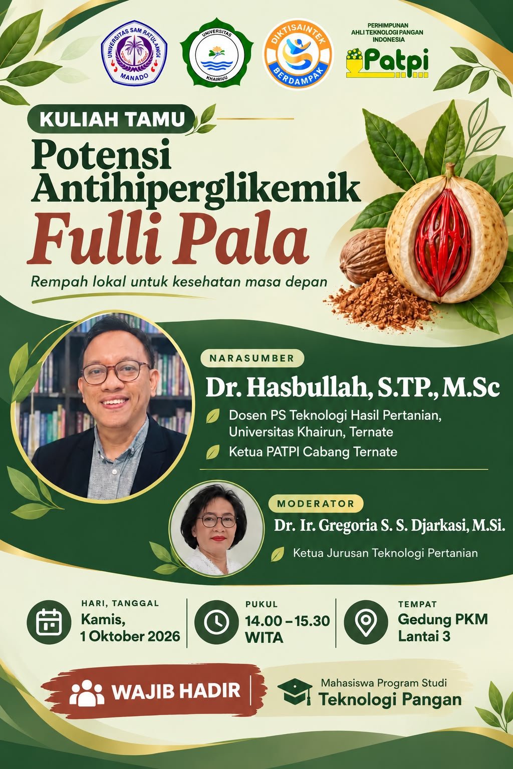 Kuliah Tamu: Potensi Antihiperglikemik Fuli Pala, Rempah Lokal untuk Masa Depan