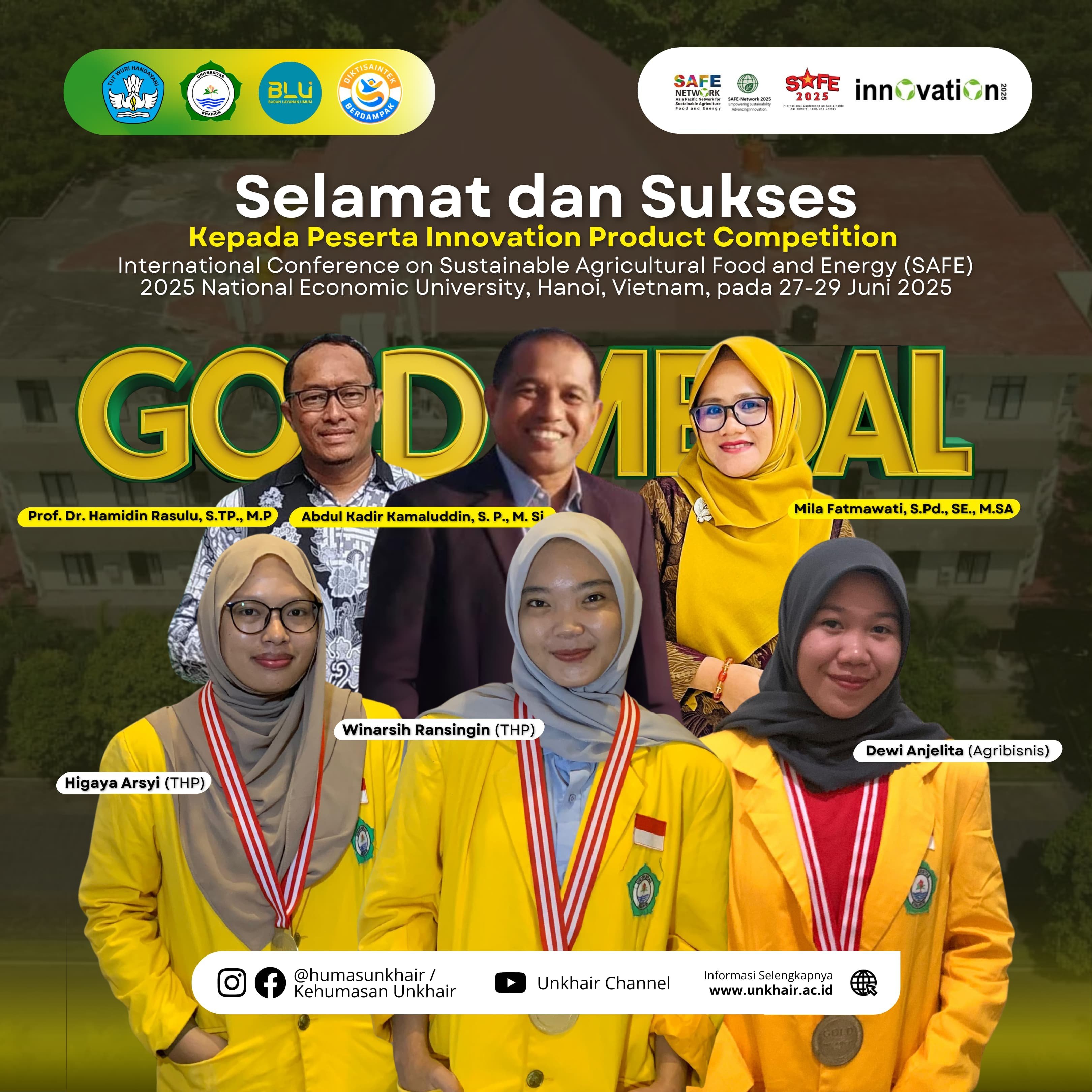 Prodi THP Unkhair Raih Lima Medali pada Kompetisi Inovasi Internasional SAFE 2025